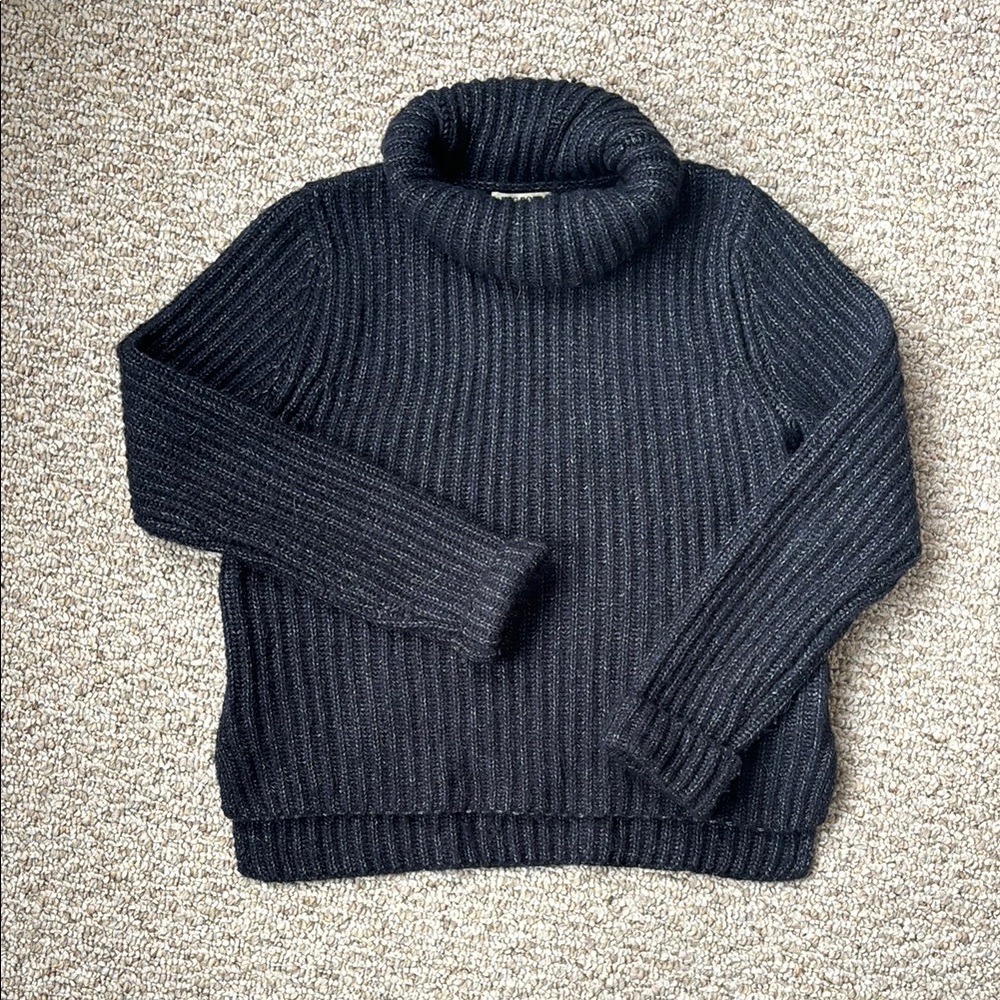 Womens Navy Bulky Turtleneck Sweater